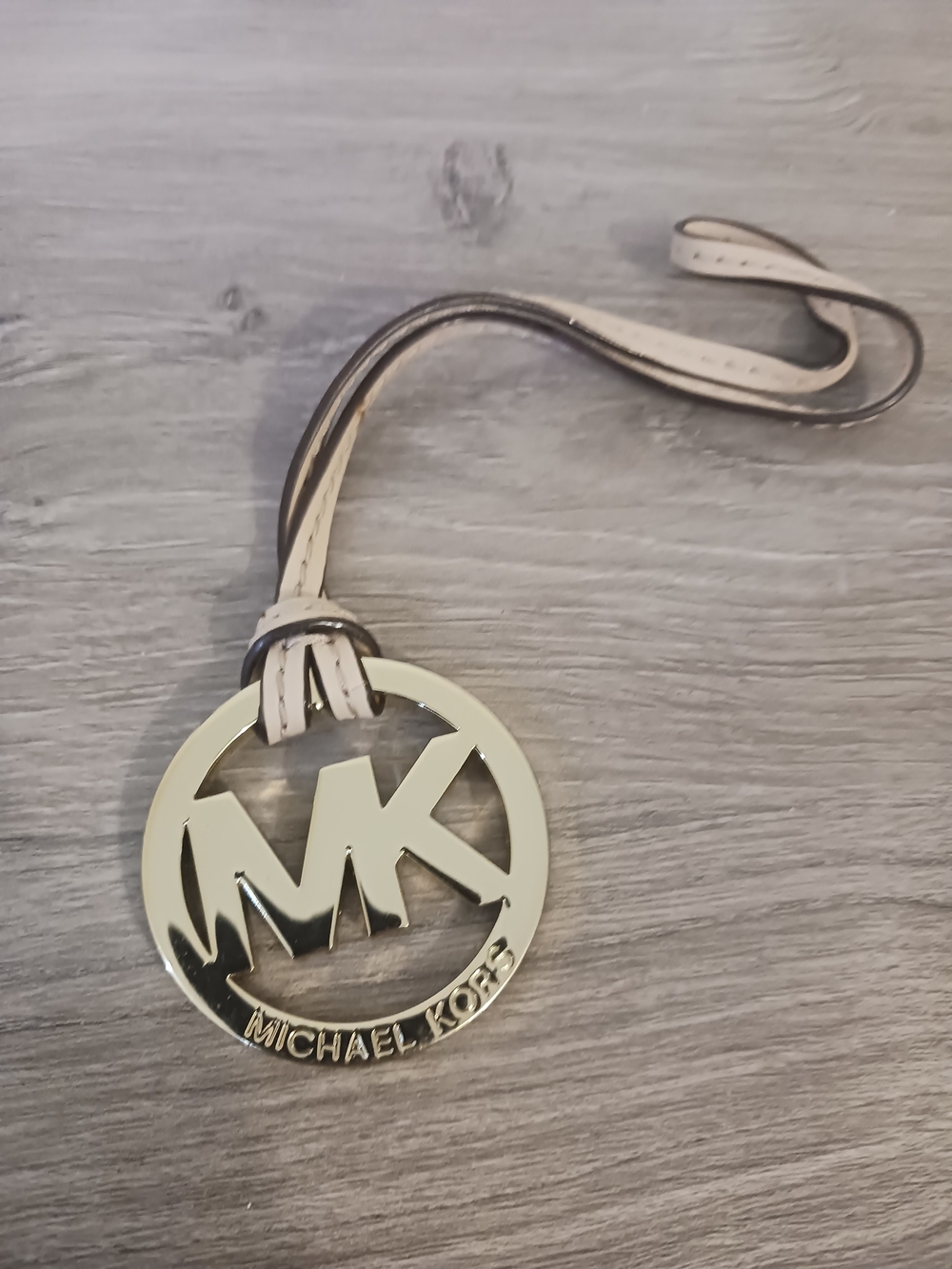 Michael Kors Gold MK Logo Charm with Blush Strap